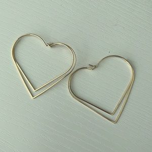 Heart Shaped Gold Hoops
